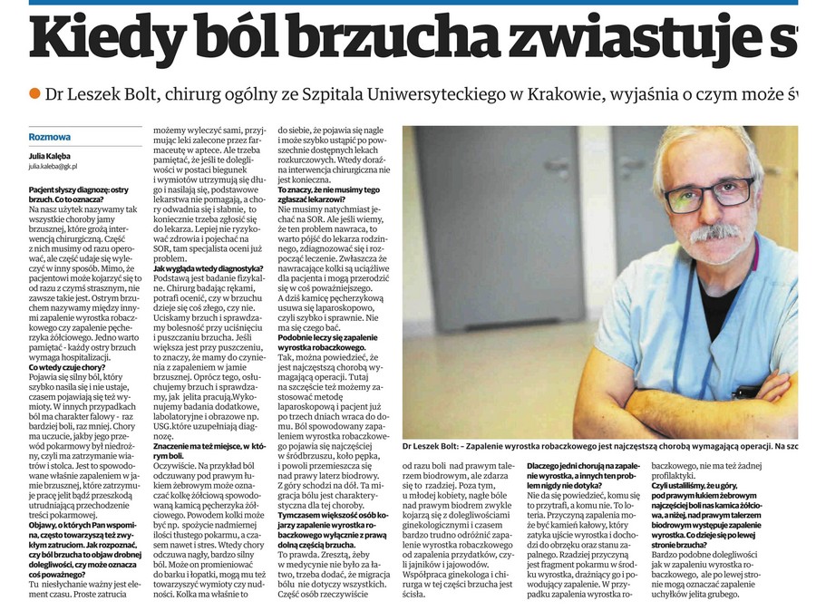 Kiedy ból brzucha zwiastuje stół operacyjny?