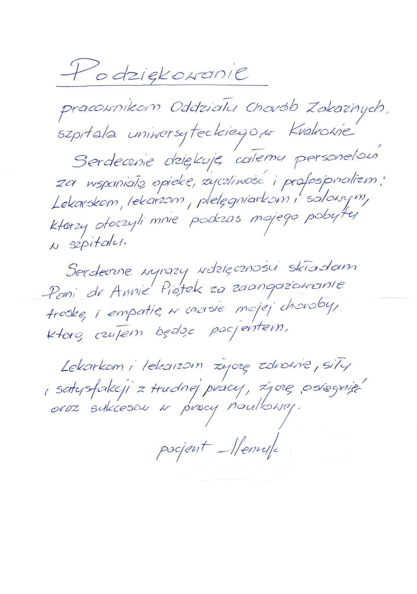 PODZIĘKOWANIA OK chorób zakażnych