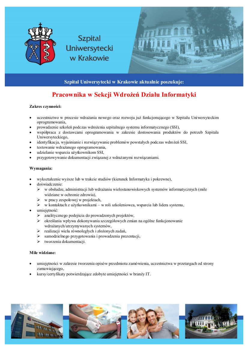 Pracownik w Sekcji Wdroe Dzia Informatyki