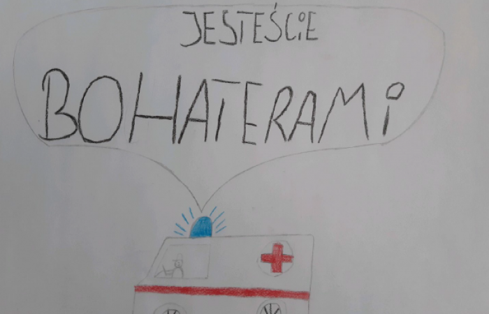 Rysunek dziecka - karetka