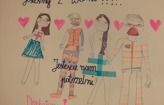 Rysunek dziecka - pracownicy medyczni