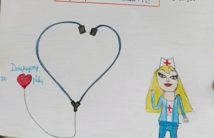 Rysunek dziecka - pielęgniarka