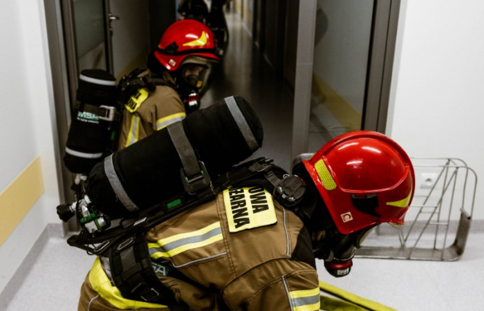 Próbna ewakuacja Zakładu Patomorfologii Szpitala Uniwersyteckiego w Krakowie