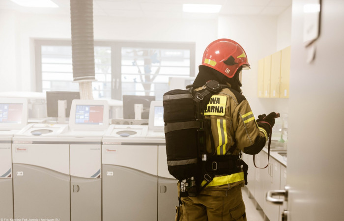 Próbna ewakuacja Zakładu Patomorfologii Szpitala Uniwersyteckiego w Krakowie