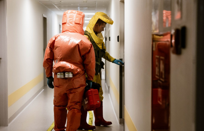 Próbna ewakuacja Zakładu Patomorfologii Szpitala Uniwersyteckiego w Krakowie